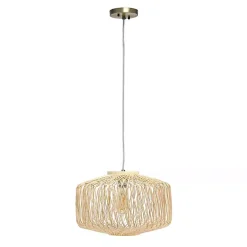 Natural Rattan Geometric Pendant Light