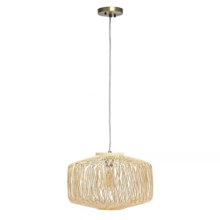 Natural Rattan Geometric Pendant Light