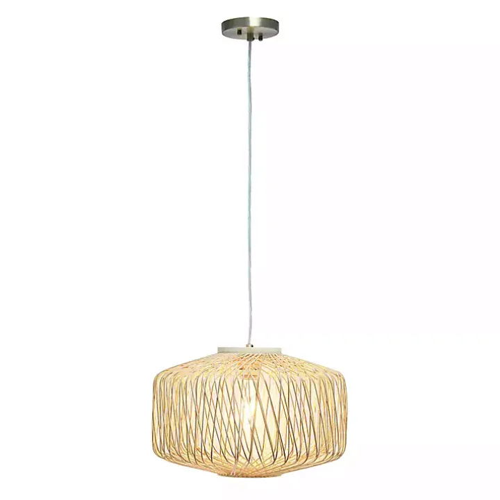 Natural Rattan Geometric Pendant Light