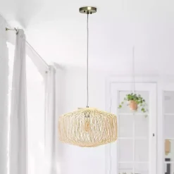Natural Rattan Geometric Pendant Light