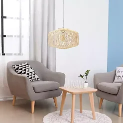 Natural Rattan Geometric Pendant Light