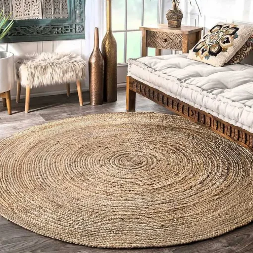 Natural Reno Woven Round Area Rug, 6 ft.