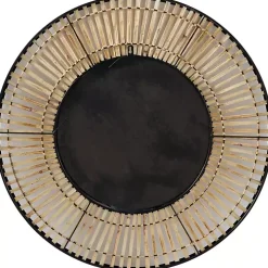 Natural Round Slatted Frame Wall Mirror