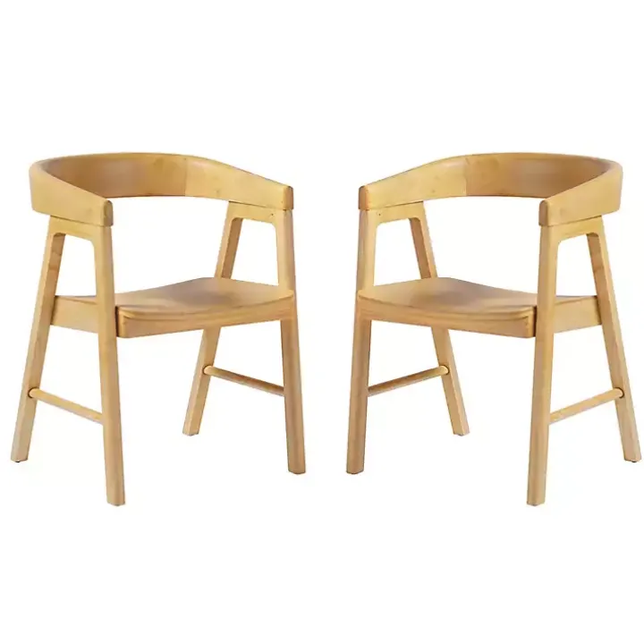 Natural Rounded Modern Dining Chairs, Set of 2