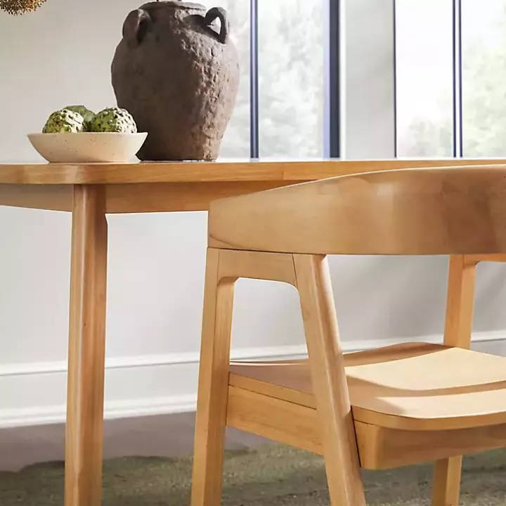 Natural Rounded Modern Dining Chairs, Set of 2
