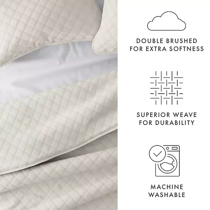 Natural Stitched Diamond 3-pc. Queen Quilt Set