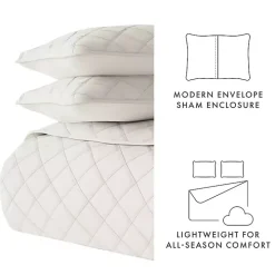 Natural Stitched Diamond 3-pc. Queen Quilt Set