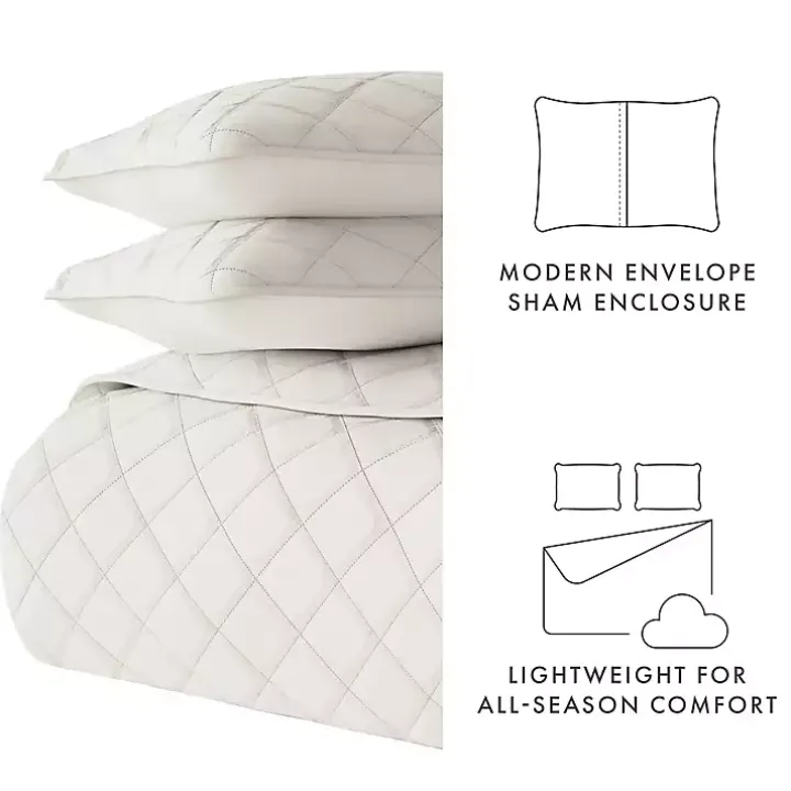 Natural Stitched Diamond 2-pc. Twin Quilt Set