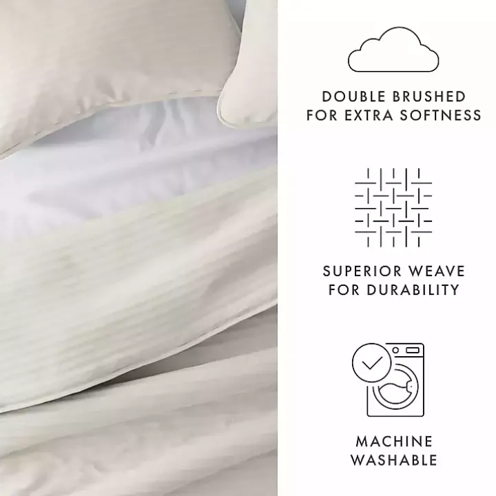 Natural Stitched Stripes 2-pc. Twin Quilt Set