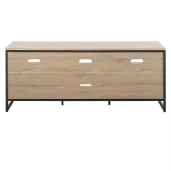 Natural Wood and Black Steel Media Stand