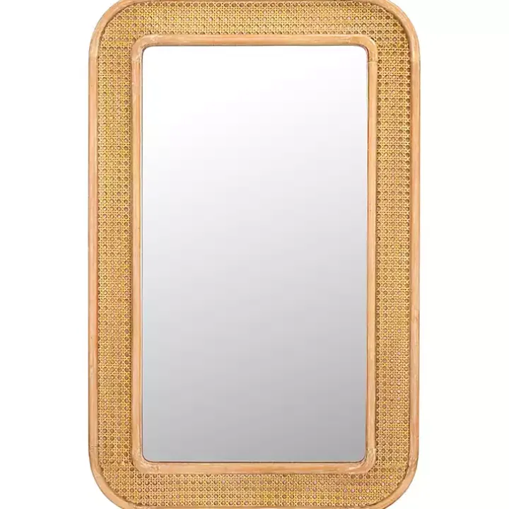 Natural Wood and Rattan Alessa Wall Mirror