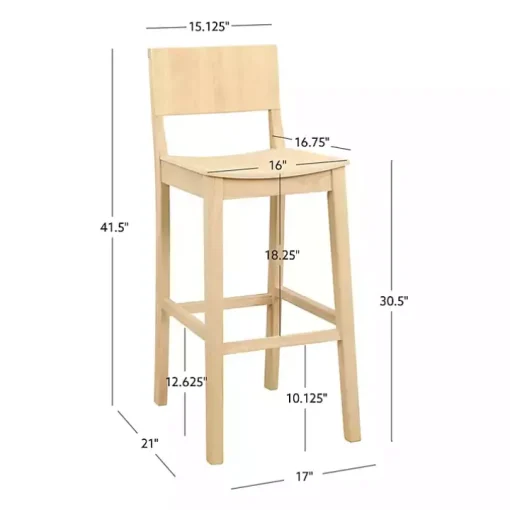 Natural Wood Devin Bar Stools, Set of 2