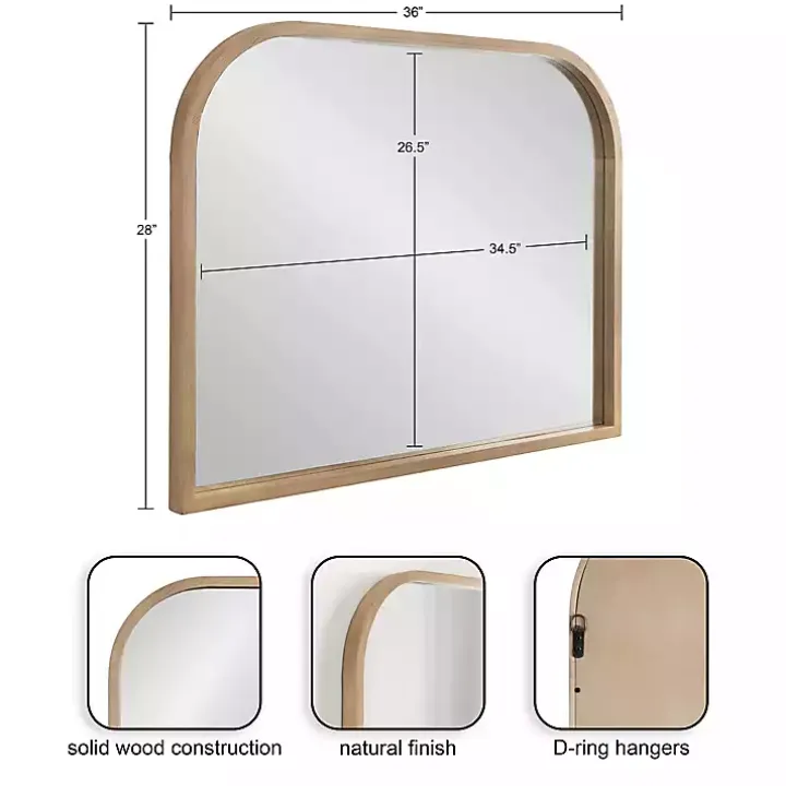 Natural Wood Frame Arch Wall Mirror