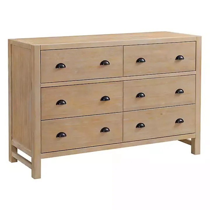 Natural Wood Grain 6-Drawer Dresser