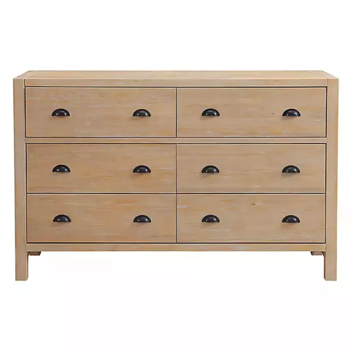 Natural Wood Grain 6-Drawer Dresser