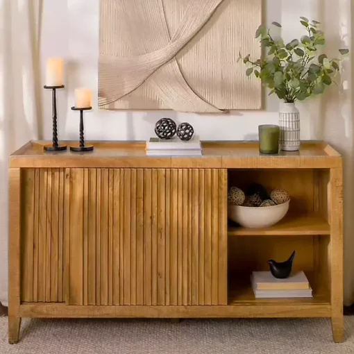 Natural Wood Hughes Sliding Door Cabinet