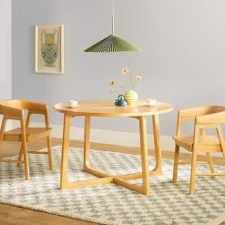 Natural Wood Modern Round Dining Table