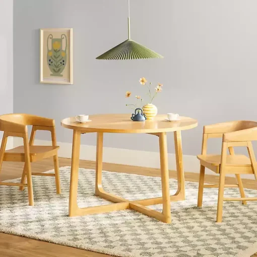 Natural Wood Modern Round Dining Table