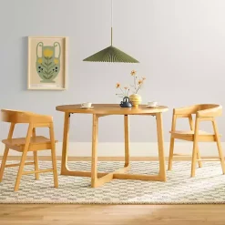 Natural Wood Modern Round Dining Table