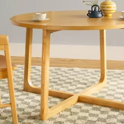 Natural Wood Modern Round Dining Table