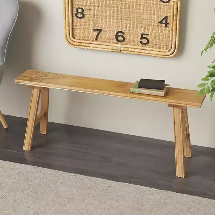 Natural Wood Narrow Rustic Bench