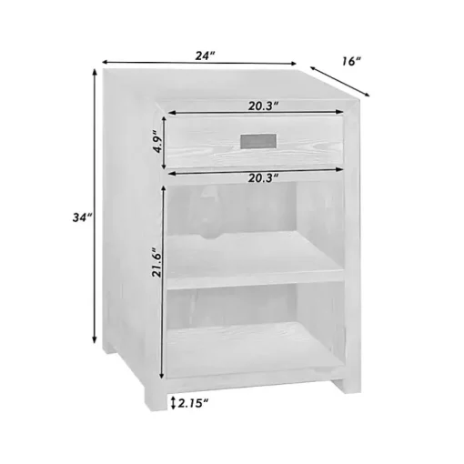 Natural Wood Open Shelf Modular Cabinet