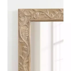 Natural Wood Ornate Carved Wall Mirror