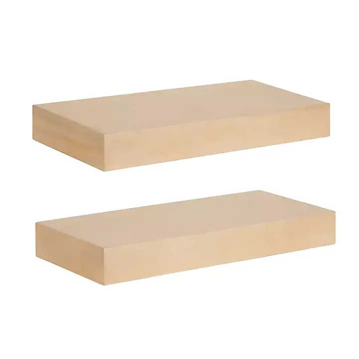 Natural Wood 2-pc. Floating Shelves, 18 in.