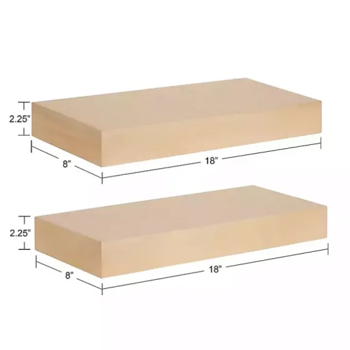 Natural Wood 2-pc. Floating Shelves, 18 in.