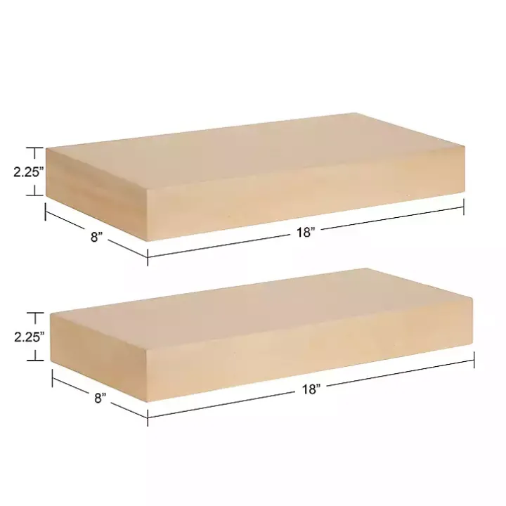 Natural Wood 2-pc. Floating Shelves, 18 in.