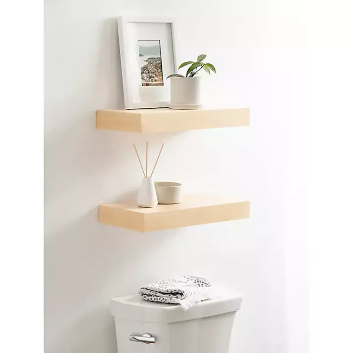 Natural Wood 2-pc. Floating Shelves, 18 in.