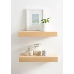 Natural Wood 2-pc. Floating Shelves, 18 in.