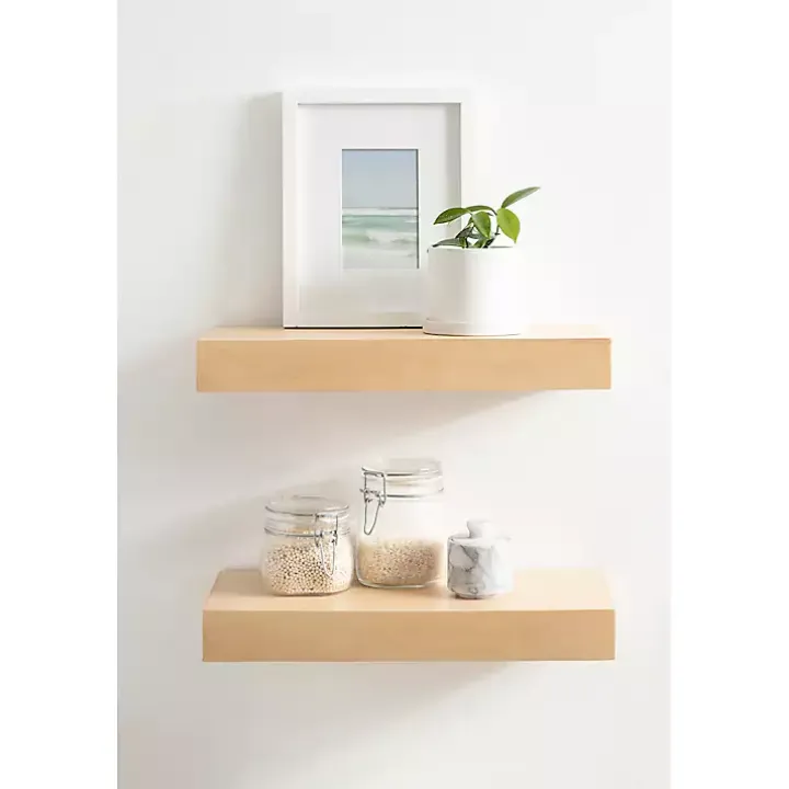 Natural Wood 2-pc. Floating Shelves, 18 in.