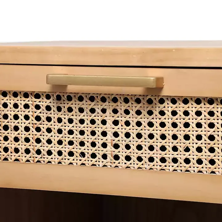 Natural Wood Rattan Nightstand