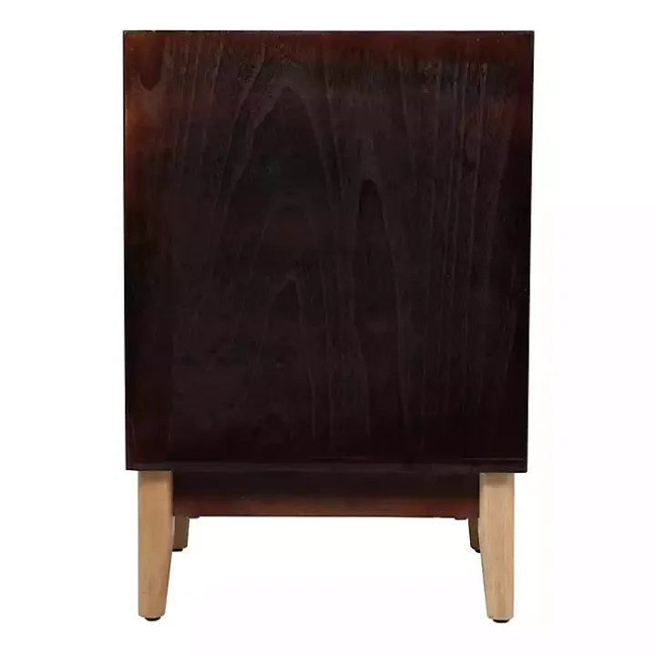 Natural Wood Rattan Nightstand