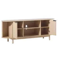 Natural Wood Reeded Oval TV Stand