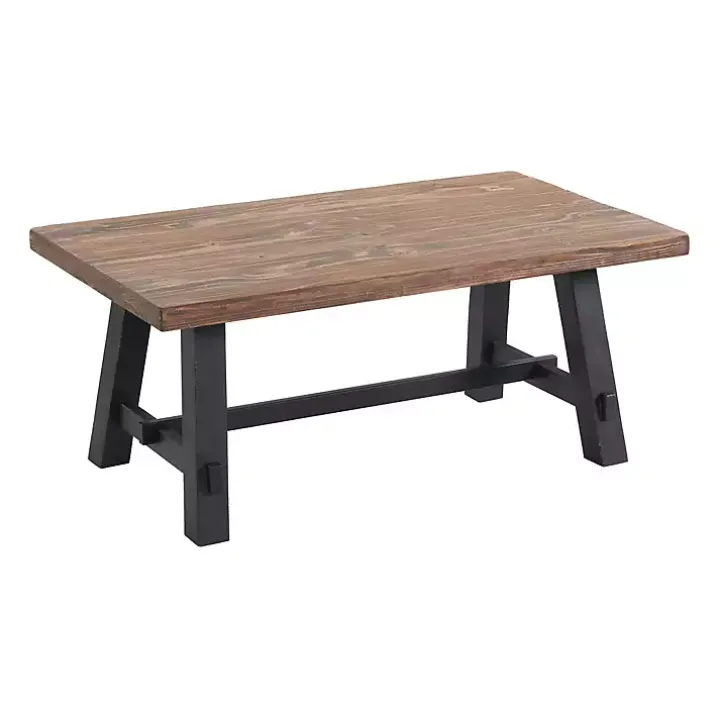 Natural Wood Sawhorse Coffee Table, 42x24 in.