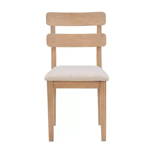 Natural Wood Slatted Back Dining Chairs, Set of 2