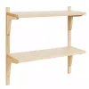 Natural Wood Traditional Two-Tiered Wall Shelf