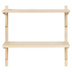 Natural Wood Traditional Two-Tiered Wall Shelf