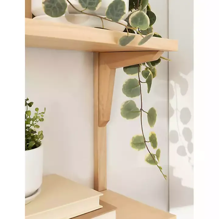 Natural Wood Traditional Two-Tiered Wall Shelf