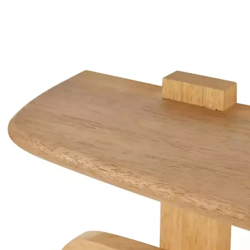 Natural Wood Wall Shelf with Hooks