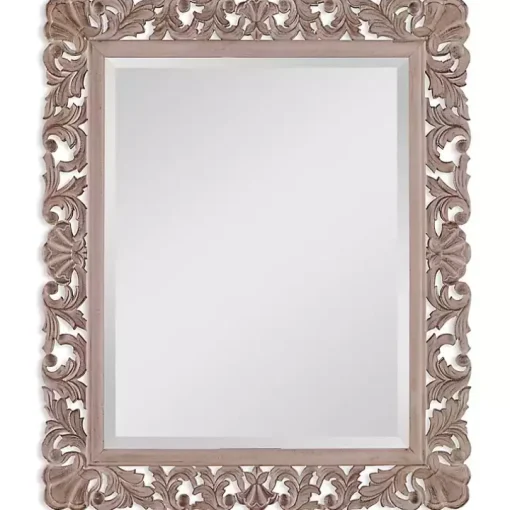Natural Wooden Beveled Wall Mirror