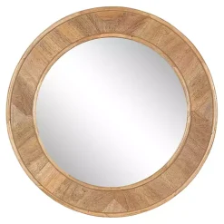 Natural Woodgrain Round Wall Mirror