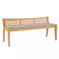 Natural Woven Rattan Back Minimalist Bench