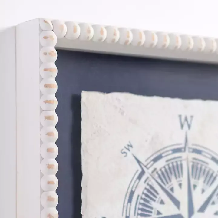 Nautical Icons Beaded Framed Art Prints, Set of 2