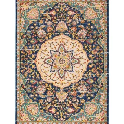 Navy & Multi Floral Medallion Area Rug, 5x7