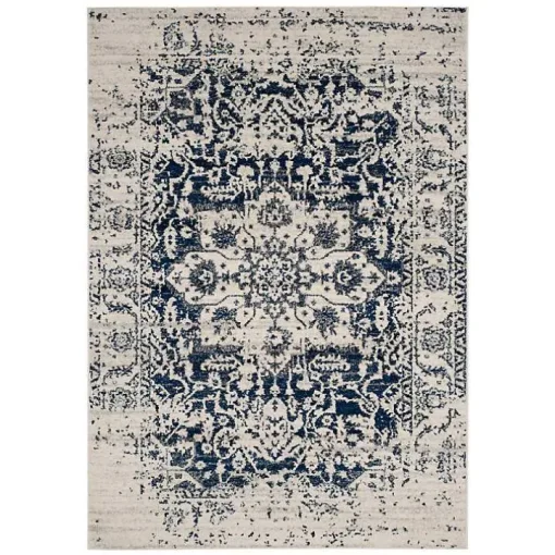 Navy and Cream Madison Distressed Area Rug, 6x9