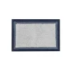 Navy Blue Border Cotton Bath Mat, 27x45