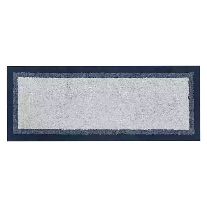 Navy Blue Border Cotton Bath Runner